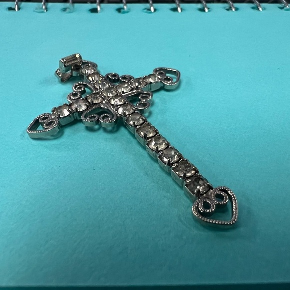 Vintage Rhinestone Cross Pendant/2in - Picture 4 of 9